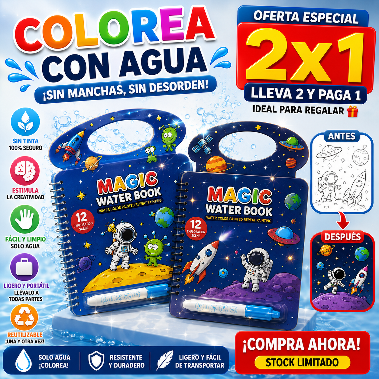 LIBRO MAGICO COLOREA CON AGUA