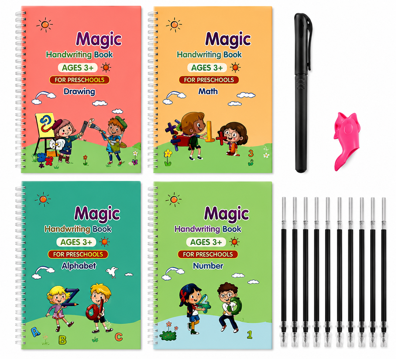 Set 4 Cuadernos Magic Caligrafía Montessori